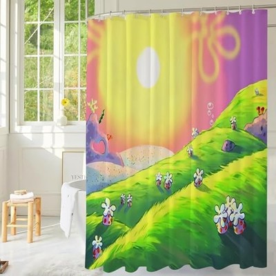 Animes,Green and Sun Shower 72''W x 72''L (Pack of 1) Ocean Shower Curtain