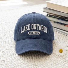 Lake Ontario Hat Embroidered, Vintage Canadian Travel Souvenir Cap Gift