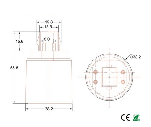 15-Pack 4P Gx24q to E26 Lamp Base Converter,15.5mm G24Q to E26/e27, Gx24q to ... - Picture 8 of 9