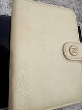 Cover per notebook CHANEL in pelle avorio logo CC prodotto autentico