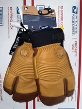 HESTRA Alpine Pro Freeride CZone 3-Finger Mittens Cork Brown Unisex 9 LARGE NWT