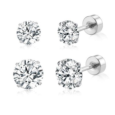 20G G23 Implant Grade Titanium Flat Back Stud Earrings for Women Men, Gold/Wh...