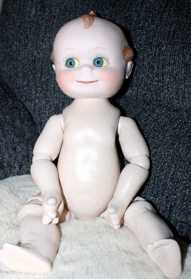 Vintage Kewpie 18'' Bisque Head Ball Jointed Body Glass Eyes Doll House Branson