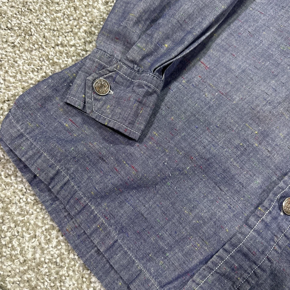 70-е jc penny rainbow шамбре кинжал воротник механик рубашка Med рокабилли богемное - Изображение 3 из 4