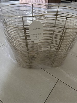 Threshold Metal Basket Gold Freestanding Durable Sleek Design 18-3/4'' Length