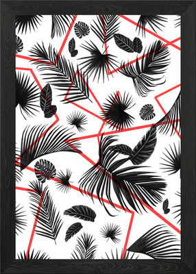 Palme geometrisches Muster 4 gerahmte Wandbilder Poster Leinwanddruck Bild