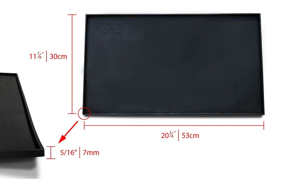 Alfombra de alimentación para mascotas, negra 21 pulgadas x 12 pulgadas, evita derrames de alta resistencia Foto 2 de 4