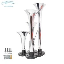 4pcs For Semi Train Truck Boat Horns Kit 150 db 12VAir Horn Zinc Alloy Silver