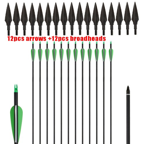 30" Archery Carbon Arrows with Rotatable Nocks &Screw-in Tips for Hunting Target - Picture 17 of 21