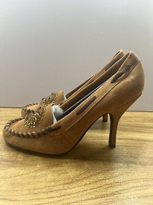 Chinese Laundry Cammie Suede Embellished Moc Toe Stiletto Heel