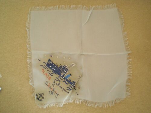 WW2 Hand Painted HMCS Malaspina Handkerchief