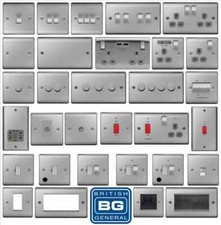 BG NEXUS BRUSHED STEEL SWITCHES & SOCKETS FULL RANGE SATIN CHROME GREY INSERT