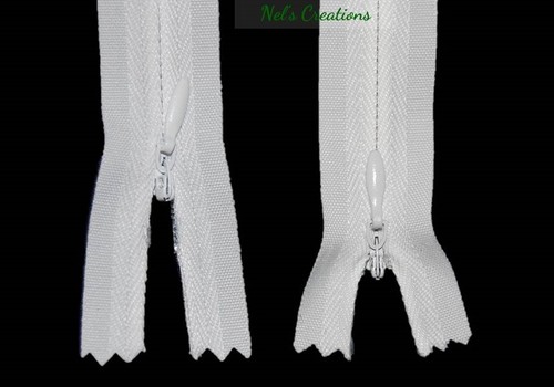 Invisible/ concealed nylon zips, zipper, black white & off white 16", 18", lot-5 - Picture 2 of 10