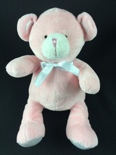 Little Kids Preferred Pink Teddy Bear Satin Feet Ears Plush 12"