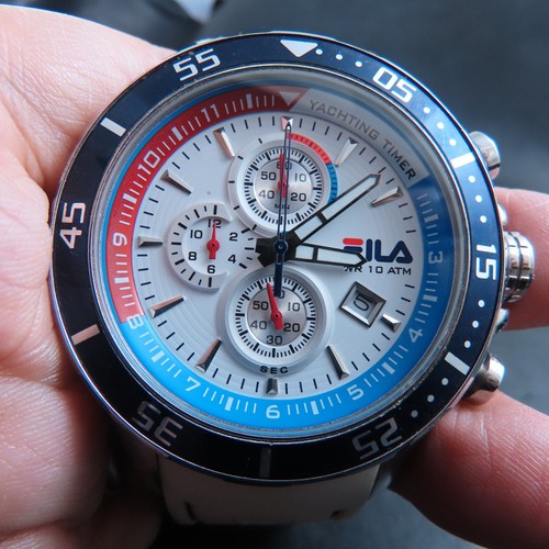 45MM All Steel Fila Chronograph WR 100M Quartz Men Watch - Picture 2 of 11