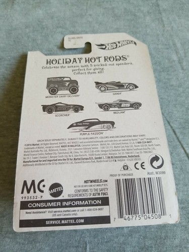 2016 Hot Wheels Holiday Hot Rods SABER rot 2/5 TOP KARTE - Bild 2 von 3