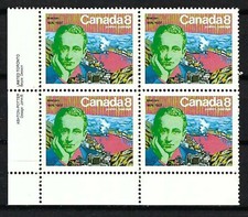 CANADA - SCOTT 654 - VFNH - LL PLATE BLOCK - GUGLIELMO MARCONI - 1974