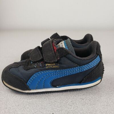 Puma Unisex Kids Whirlwind 352661 02 Black Blue Hook And Loop