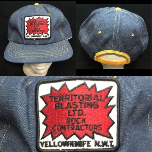 Chapeau vintage dynamitage territorial patch logo denim yellowknife neuf avec étiquettes casquette jupe - Photo 1 sur 12