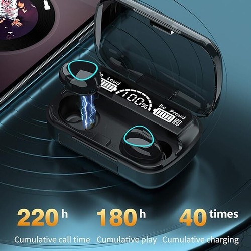 AURICOLARI CUFFIE BLUETOOTH 5.3 SENZA FILI WIRELESS SPORT + POWERBANK SMARTPHONE - Foto 2 di 6