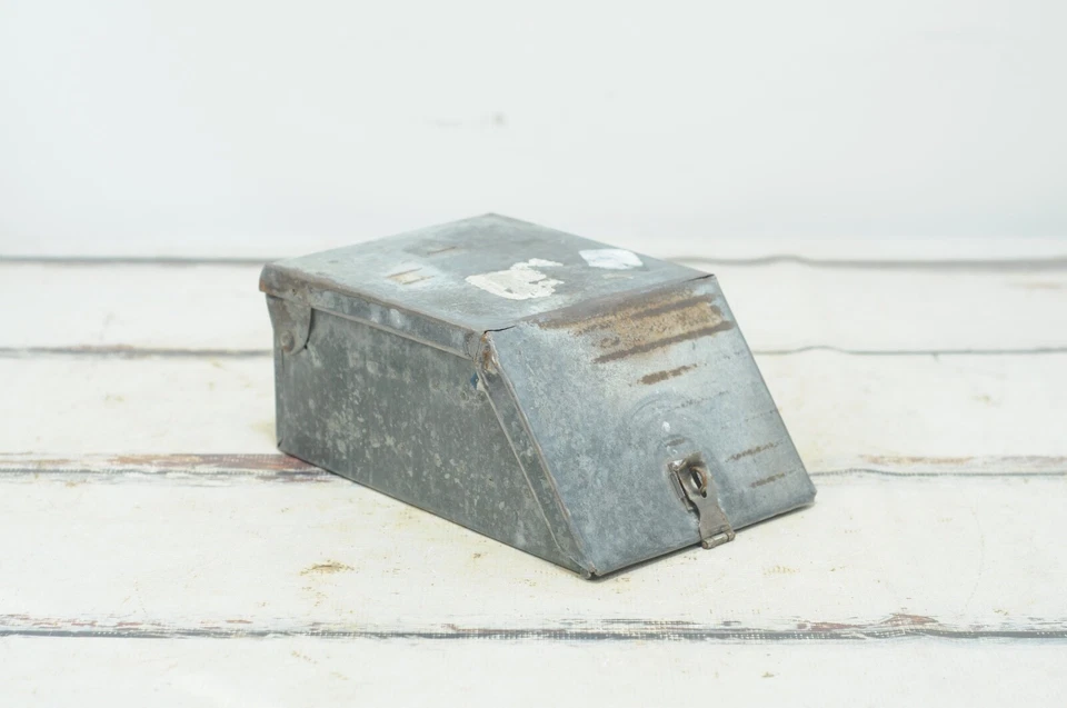 Archivo de papel organizador ambulancia escritorio móvil metal galvanizado zinc vintage Foto 2 de 4