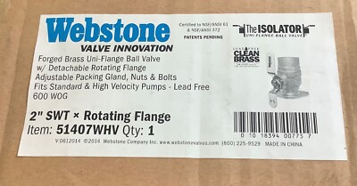 Webstone/Nibco 51407WHV 2  Sweat High Velocity Rotating Flange Lead Free New