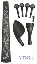 Solid ebony 4/4 Violin fingerboard, tailpiece,chinrest, peg,end pin,1 set,VIN13