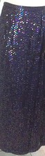 GORGEOUS VINTAGE Blue Iridescent Sequin Silk Long Slinky Stretch Spandex Skirt