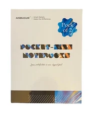 Pack of 2 | AISBUGUR Small Black "Pocket" Notebooks (3.7" x 5.7") | 320 Pages