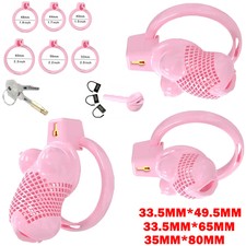 Pink For Cobra Chastity Cage Device Breathable Resin Invisible Lock Ring 3 Sizes