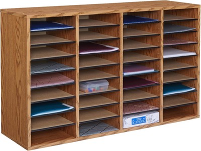 Literature Organizer, 36 Compartments, Office and Classroom Mailbox, Medium Oak