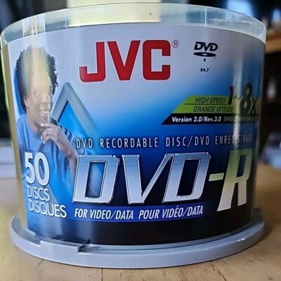 Open Box JVC DVD-R DVD Recordable Disc (120 Min 4.7 GB, High Speed, 8x) 50discs