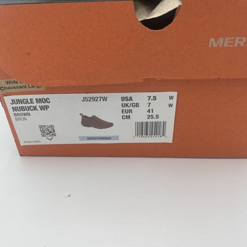 NEW MERRELL MEN JUNGLE MOC "NUBUCK" WATERPROOF SLIPON LEATHER SHOE SZ 7.5 Wide - Picture 4 of 6