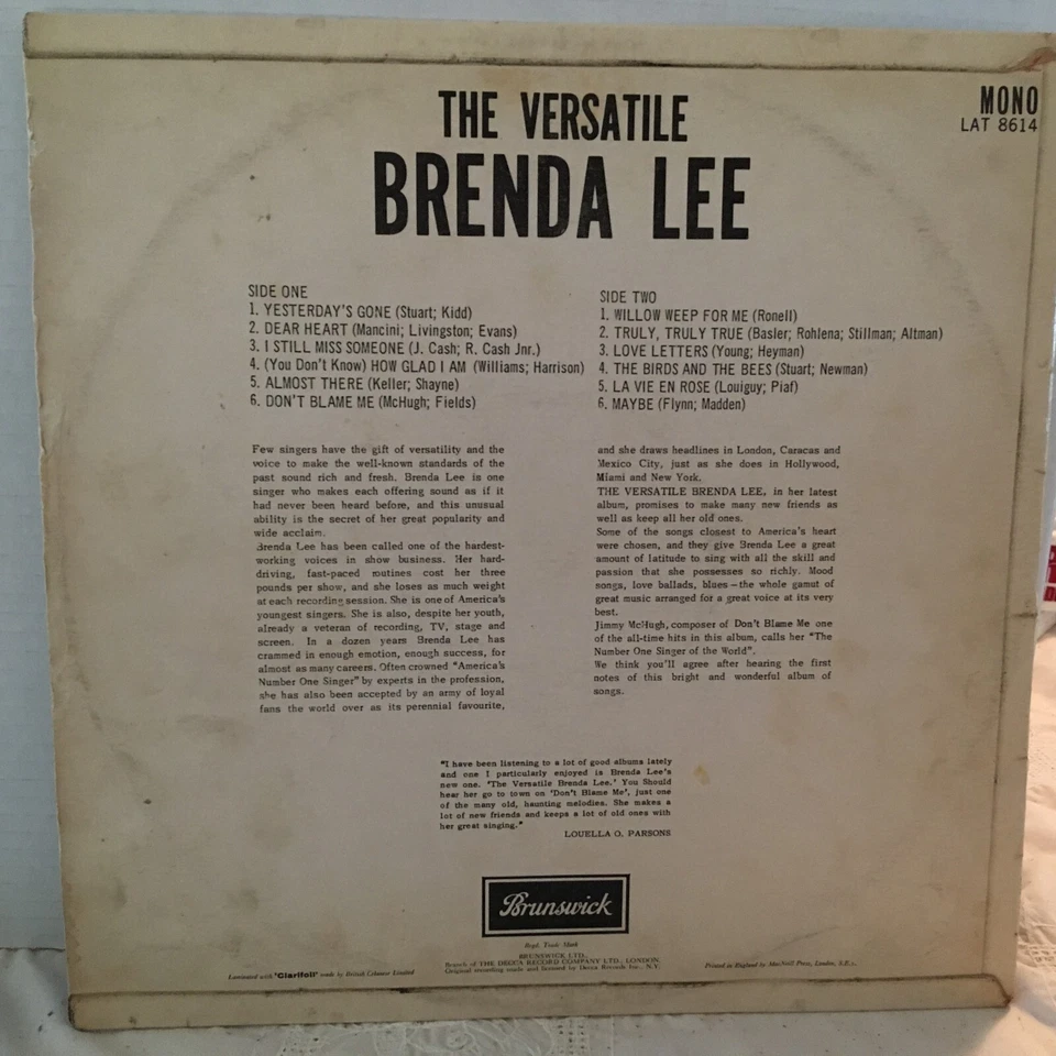 BRENDA   LEE           LP       THE   VERSATILE      - Image 2 of 4