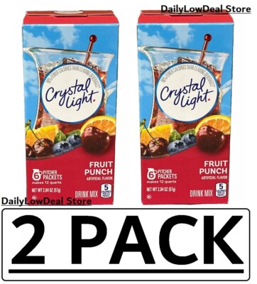 2 PACK - Crystal Light Fruit Punch Drink Mix Pitcher Pack 2.04 oz EACH
