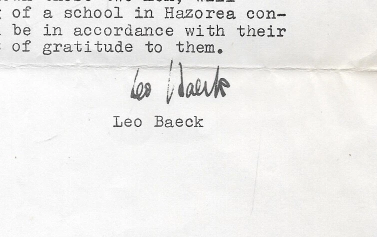 Leo Baeck Maschinengeschriebener Brief mit handschriftlicher Unterschrift selten - Bild 2 von 2