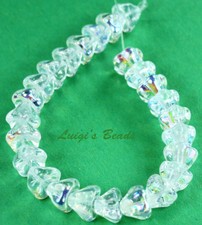 25 Crystal AB Czech Glass Beads Baby Bell Flower 8x6mm