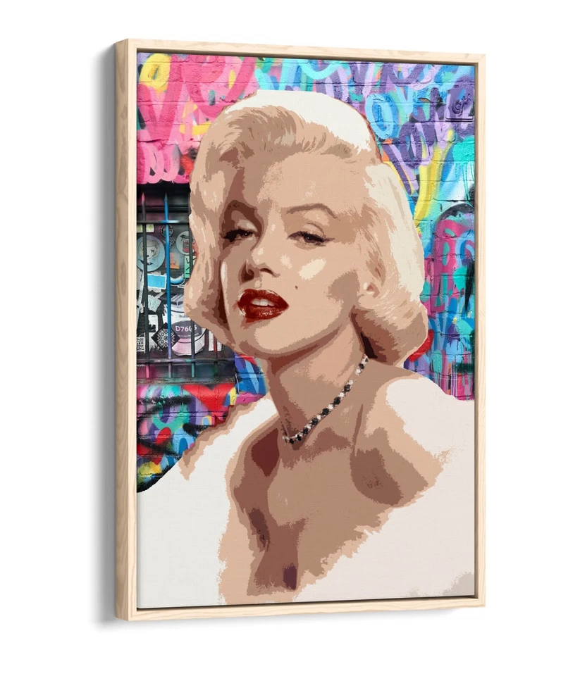 MARILYN MONROE POP ART RAINBOW GRAFFITI -FLOAT EFFECT CANVAS WALL ART PIC PRINT - image 3 of 4