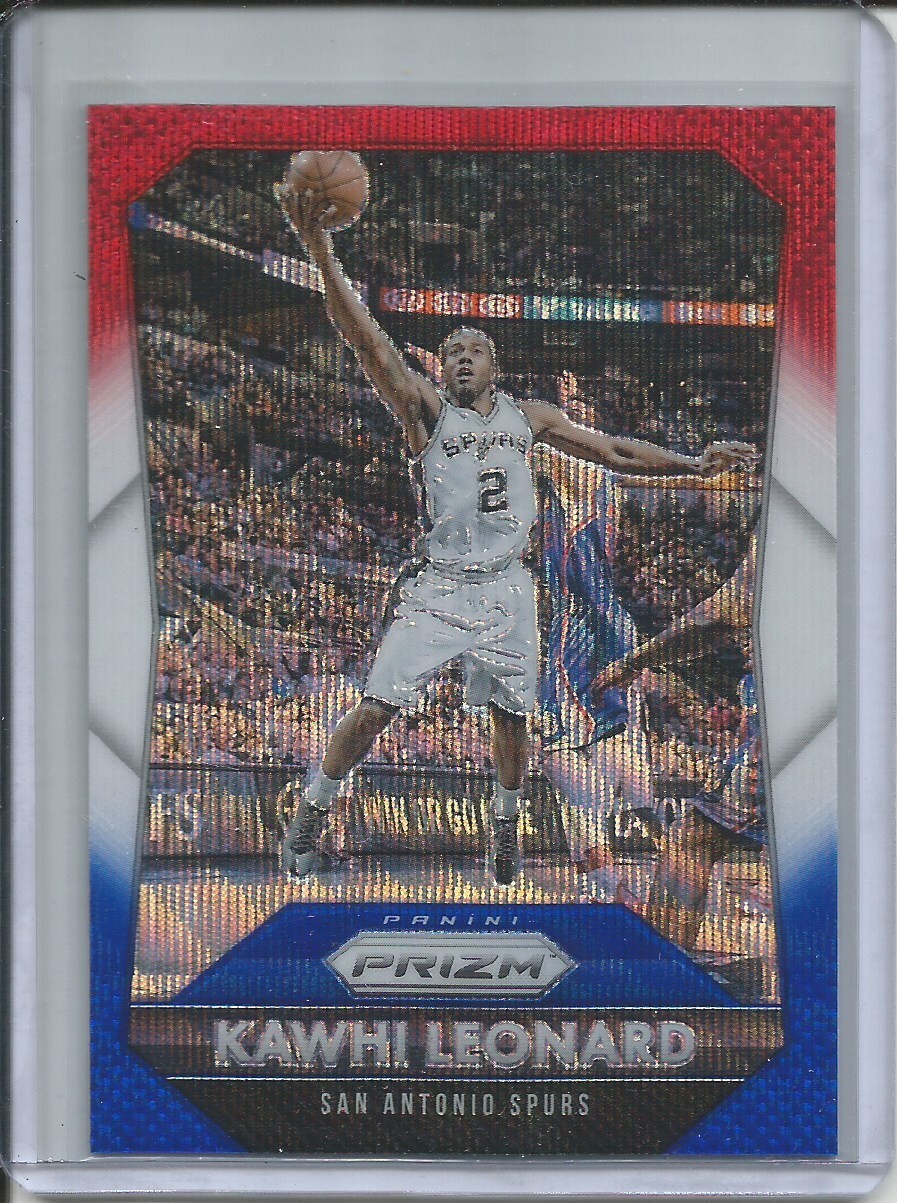 KAWHI LEONARD 2015-16 PANINI PRIZM RED WHITE BLUE PRIZM CARD 81