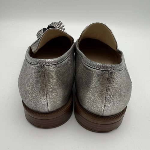 Clarks Somerset Silver Leather Slip On Shoes Taylor Spring Loafers Size 5 D - Imagen 4 de 9