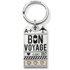 NWT Brighton BON VOYAGE Silver Gold Hearts Black Enamel Key Fob MSRP 40