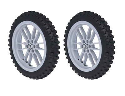 2 Lego XL MOTOCROSS Tires + Wheels  (technic,bike,bicycle,trial,motorcycle,dirt)