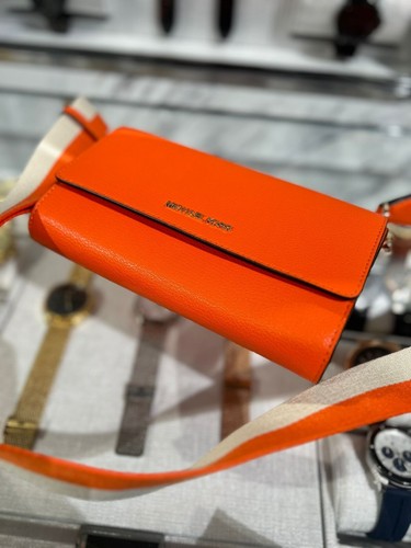 Michael Kors Jet Set Item Large Leather Zip Around Wallet Crossbody Bag - Poppy - Picture 5 of 14