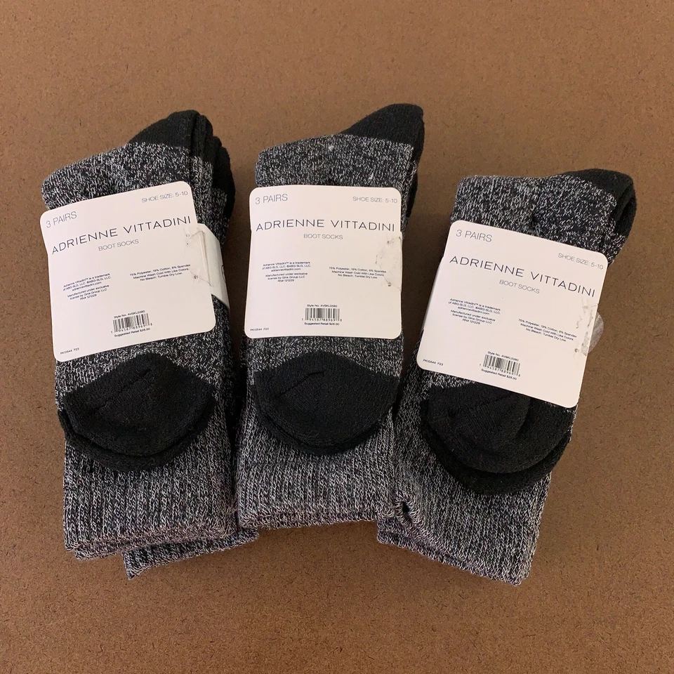 Zapato para mujer Adrienne Vittadini talla 5-10 gris a rayas botas calcetines 9 pares nuevo con etiquetas Foto 4 de 4