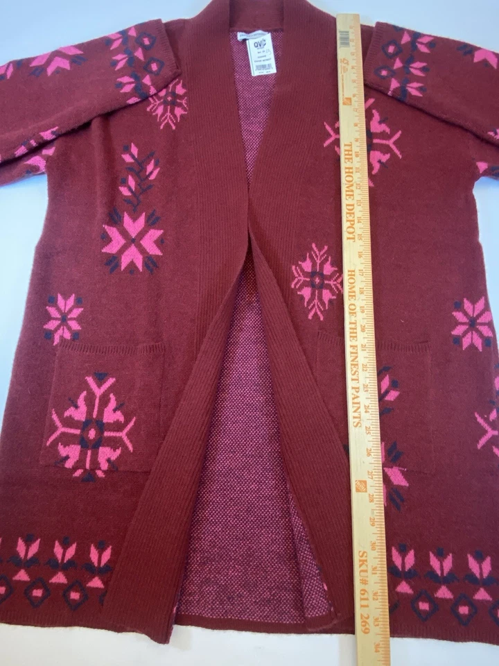 Denim & Co. Canyon Retreat Jacquard Suéter Largo Cárdigan Rosa Morera Grande Foto 4 de 4