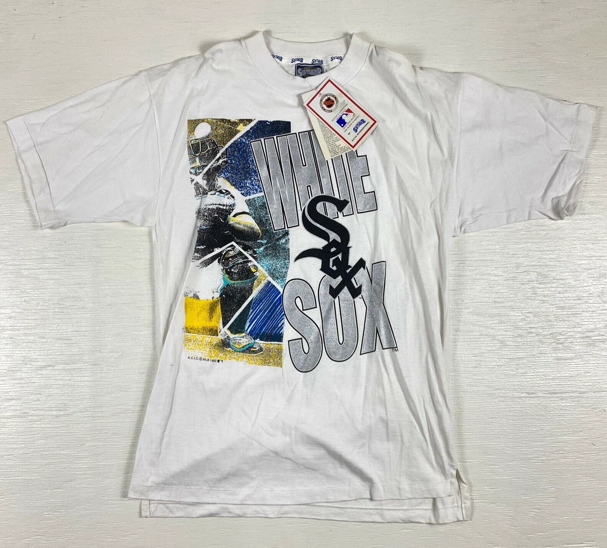 Vintage Chicago White Sox T-Shirt Men Medium White NWT Single Stitch Big  Graphic