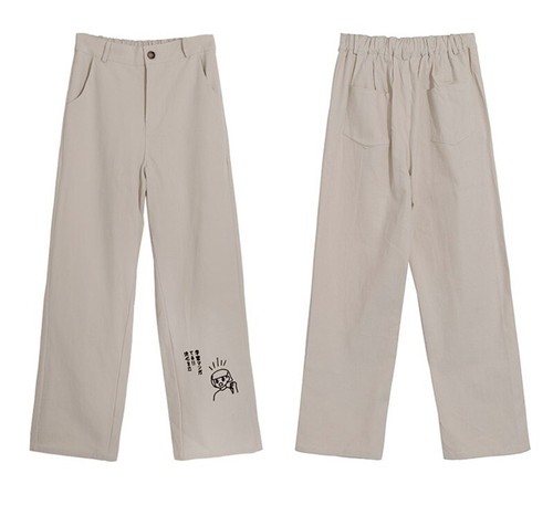 Korean casual pants women's high waist embroidery loose wide leg trousers Lolita - Picture 6 of 14