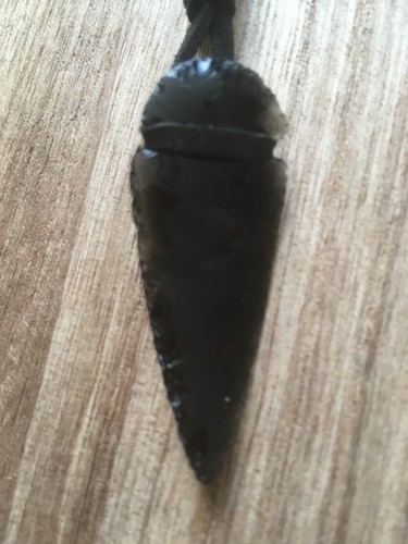 Obsidian Arrow Head Pendant Necklace Adjustable Long Cord Crystal Unisex Gift - Picture 17 of 21