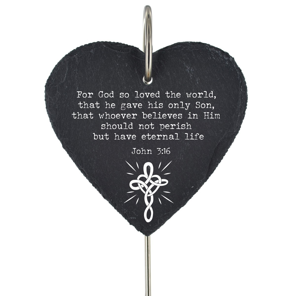 Celtic Cross Grave Stick Marker Plaque Ornament Religious Memorial Slate Heart