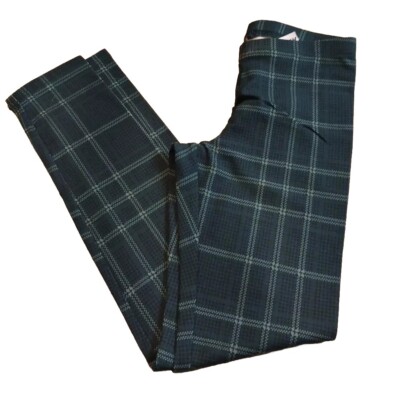 NWT Girls Old Navy Teal Green Plaid Leggings Size M (8)